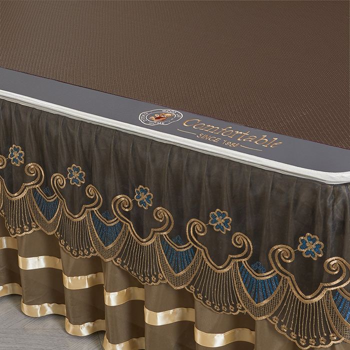 91家纺网 家纺一手货源 找家纺 情恒家纺 2025新款冰藤可拆卸床裙席三件套 皇朝 深棕