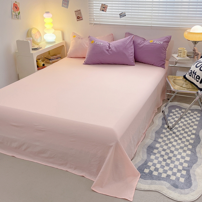 91家纺网 家纺一手货源 找家纺 优尚佳生活馆 2025新款水洗棉磨毛刺绣四件套 紫郁香粉