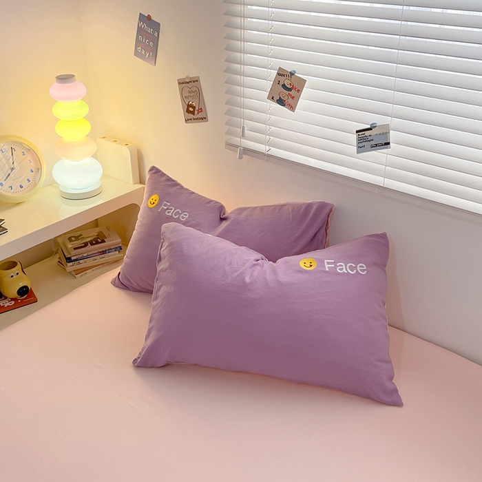 91家纺网 家纺一手货源 找家纺 优尚佳生活馆 2025新款水洗棉磨毛刺绣四件套 紫郁香粉