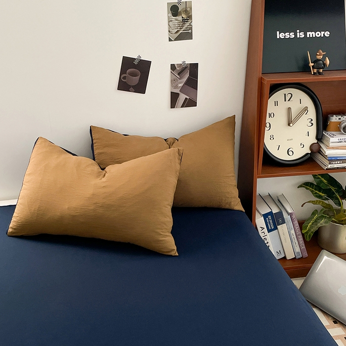 91家纺网 家纺一手货源 找家纺 优尚佳生活馆 2025新款ins风超柔褶皱亲肤磨毛水洗棉四件套双拼系列（风格二） 玛瑙洛克