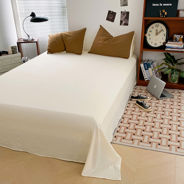 91家纺网 家纺一手货源 找家纺 优尚佳生活馆 2025新款ins风超柔褶皱亲肤磨毛水洗棉四件套双拼系列（风格二） 玛瑙芝士