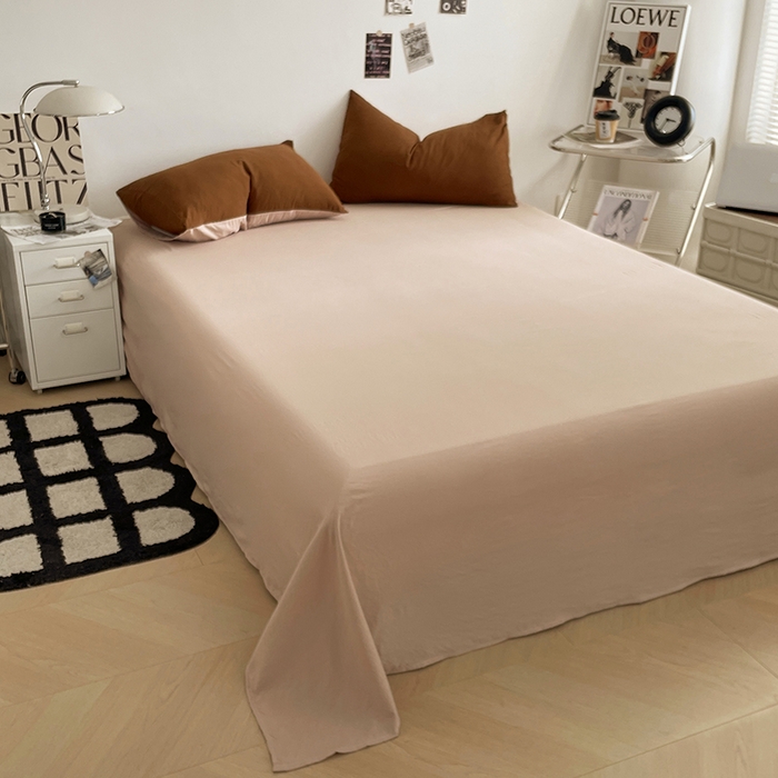 91家纺网 家纺一手货源 找家纺 优尚佳生活馆 2025新款ins风超柔褶皱亲肤磨毛水洗棉四件套双拼系列（风格一） 糖卡