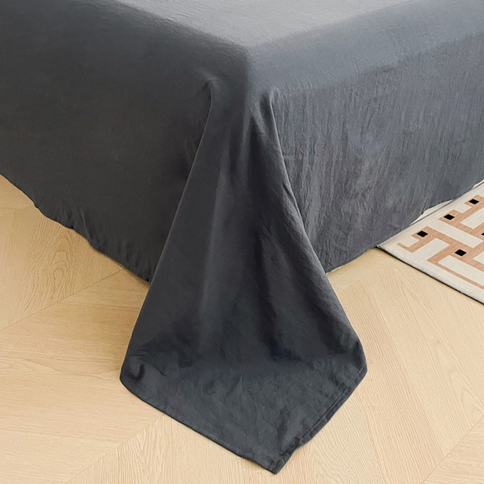 91家纺网 家纺一手货源 找家纺 优尚佳生活馆 2025新款ins风超柔褶皱亲肤磨毛水洗棉四件套双拼系列（风格二） 玫红深灰