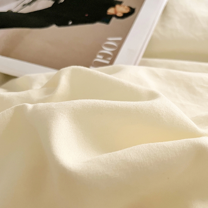 91家纺网 家纺一手货源 找家纺 优尚佳生活馆 2025新款ins风超柔褶皱亲肤磨毛水洗棉四件套双拼系列（风格一） 菊蕊奶黄