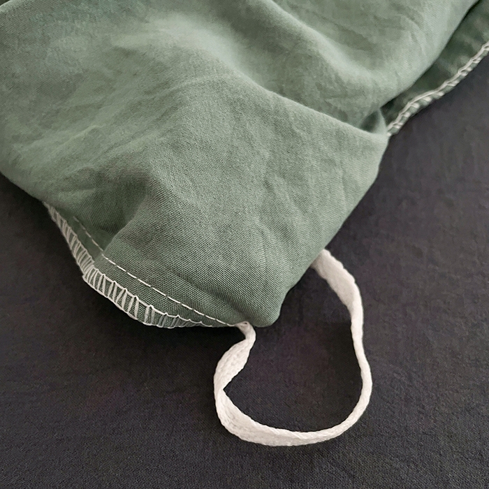 91家纺网 家纺一手货源 找家纺 优尚佳生活馆 2025新款ins风超柔褶皱亲肤磨毛水洗棉四件套双拼系列（风格二） 松绿深灰