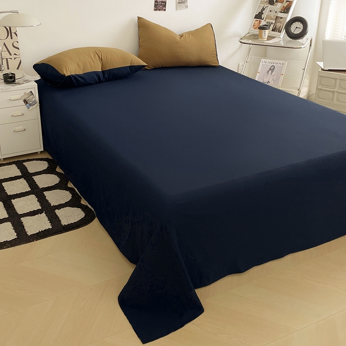 91家纺网 家纺一手货源 找家纺 优尚佳生活馆 2025新款ins风超柔褶皱亲肤磨毛水洗棉四件套双拼系列（风格一） 玛瑙洛克