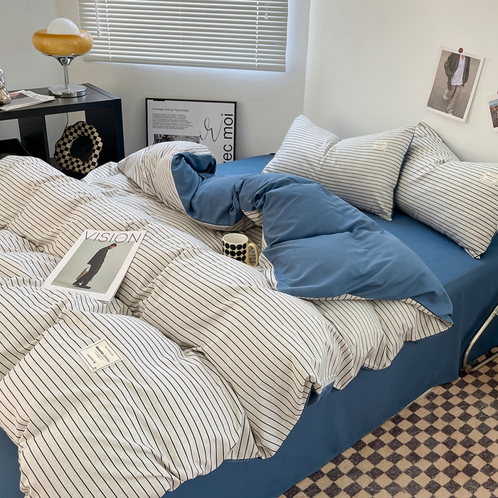 91家纺网 家纺一手货源 找家纺 （总）优尚佳生活馆 2025新款无印风亲肤磨毛四件套-格子