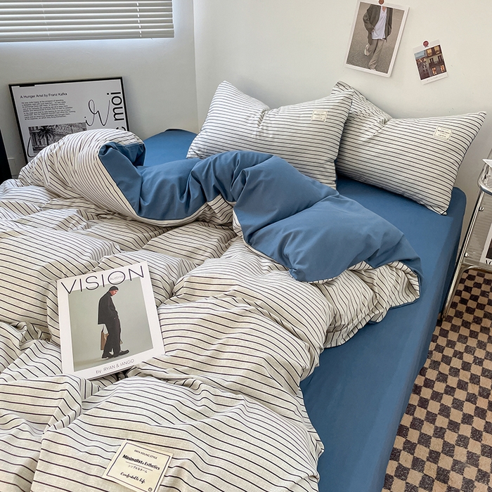 91家纺网 家纺一手货源 找家纺 （总）优尚佳生活馆 2025新款无印风亲肤磨毛四件套-格子