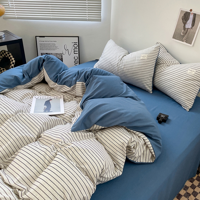 91家纺网 家纺一手货源 找家纺 （总）优尚佳生活馆 2025新款无印风亲肤磨毛四件套-格子