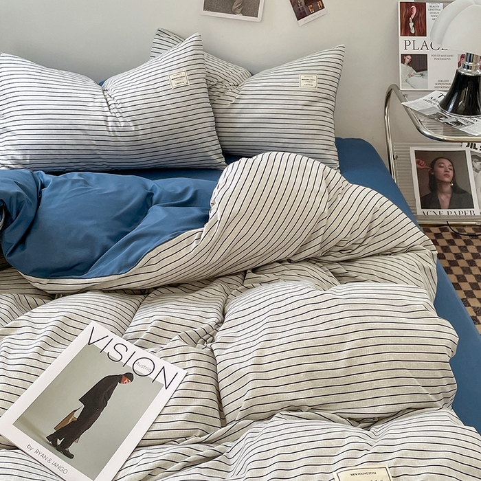 91家纺网 家纺一手货源 找家纺 （总）优尚佳生活馆 2025新款无印风亲肤磨毛四件套-格子