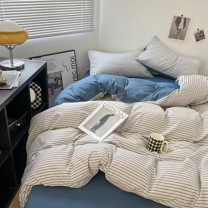 91家纺网 家纺一手货源 找家纺 （总）优尚佳生活馆 2025新款无印风亲肤磨毛四件套-格子