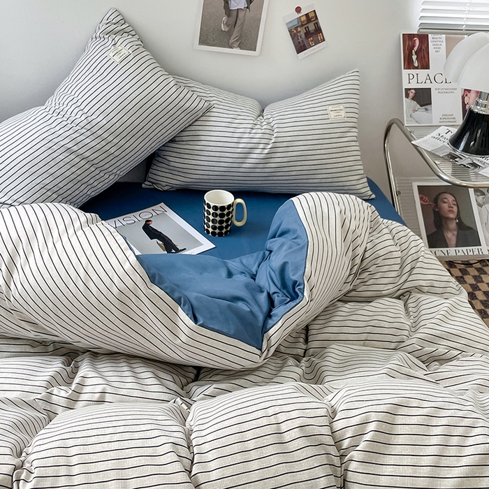 91家纺网 家纺一手货源 找家纺 （总）优尚佳生活馆 2025新款无印风亲肤磨毛四件套-格子