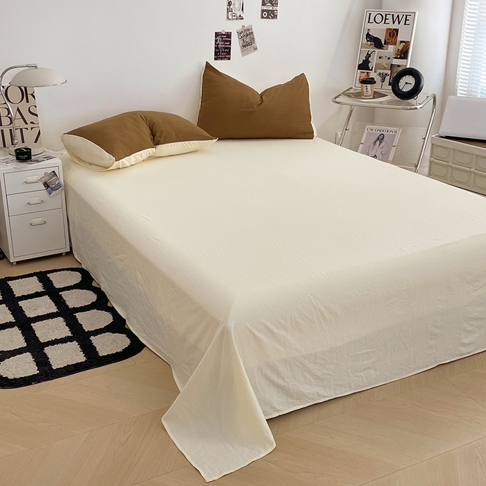 91家纺网 家纺一手货源 找家纺 优尚佳生活馆 2025新款ins风超柔褶皱亲肤磨毛水洗棉四件套双拼系列（风格一） 玛瑙芝士