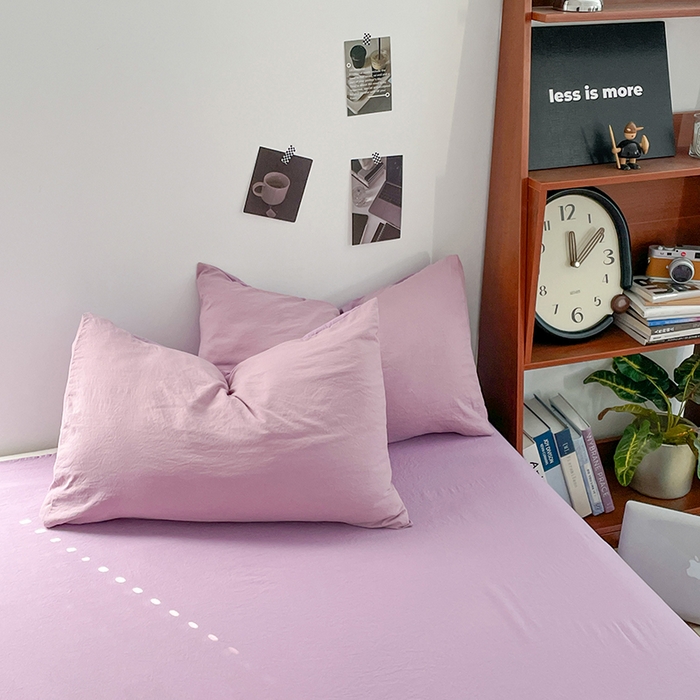 91家纺网 家纺一手货源 找家纺 优尚佳生活馆 2025新款ins风超柔褶皱亲肤磨毛水洗棉四件套双拼系列（风格二） 深紫浅紫