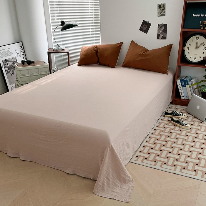 91家纺网 家纺一手货源 找家纺 优尚佳生活馆 2025新款ins风超柔褶皱亲肤磨毛水洗棉四件套双拼系列（风格二） 糖卡