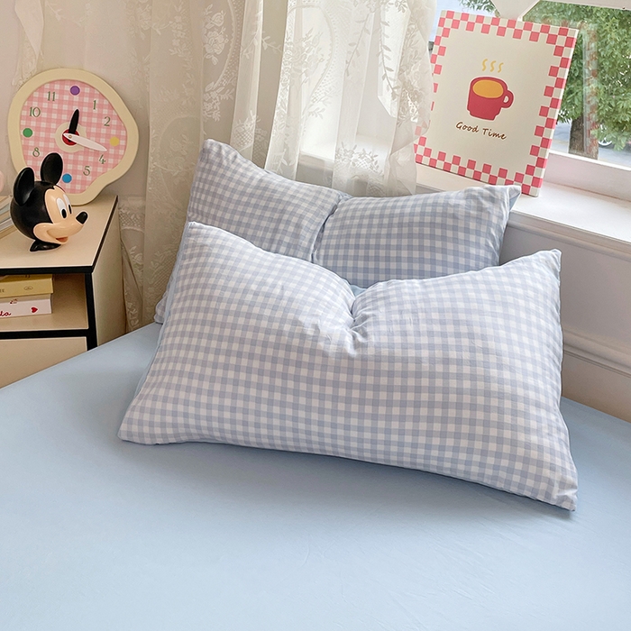 91家纺网 家纺一手货源 找家纺 优尚佳生活馆 2025新款INS风亲肤水洗棉四件套系列-印花 玻璃蓝