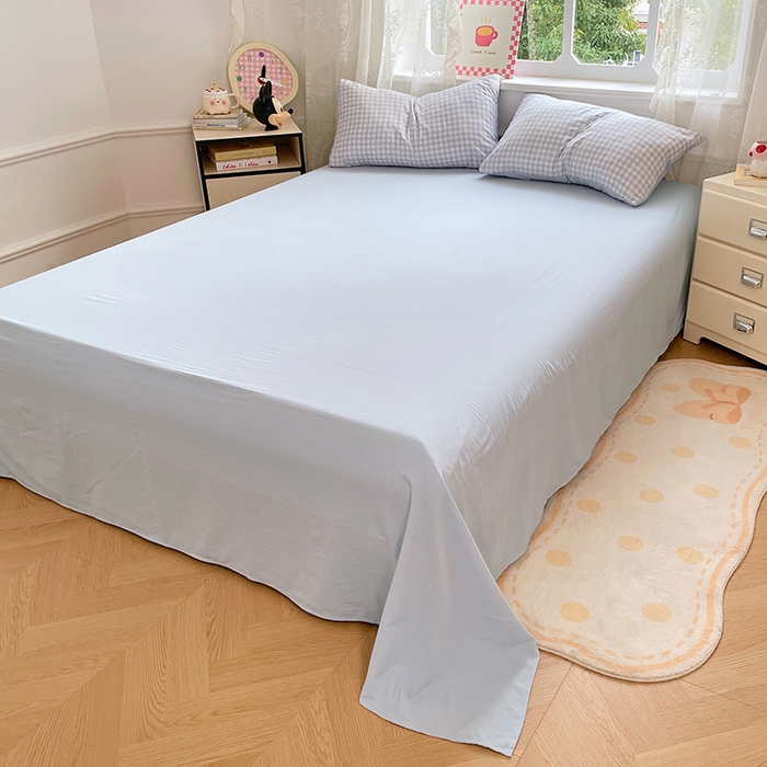 91家纺网 家纺一手货源 找家纺 优尚佳生活馆 2025新款INS风亲肤水洗棉四件套系列-印花 玻璃蓝