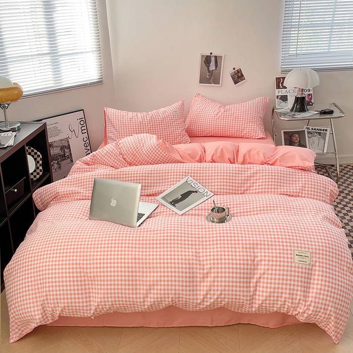 91家纺网 家纺一手货源 找家纺 （总）优尚佳生活馆 2025新款无印风亲肤磨毛四件套-格子