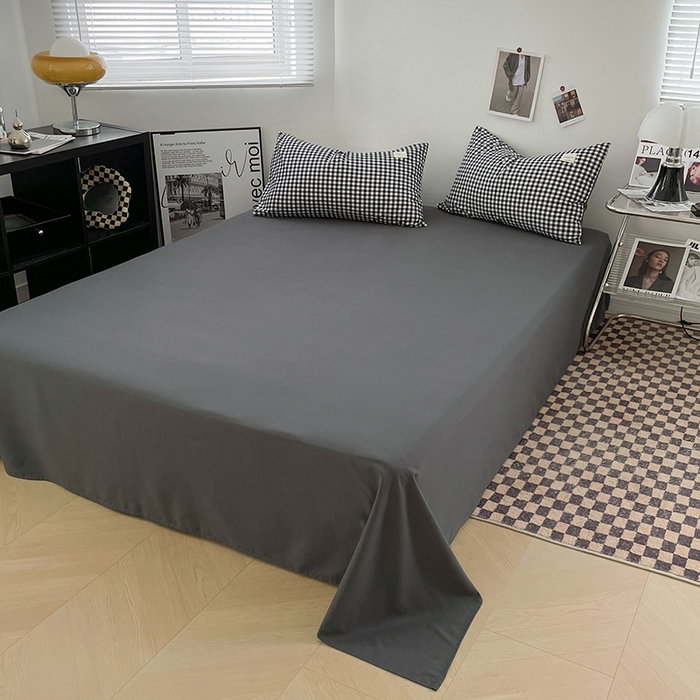 91家纺网 家纺一手货源 找家纺 优尚佳生活馆 2025新款无印风亲肤磨毛四件套-格子 黑白小格