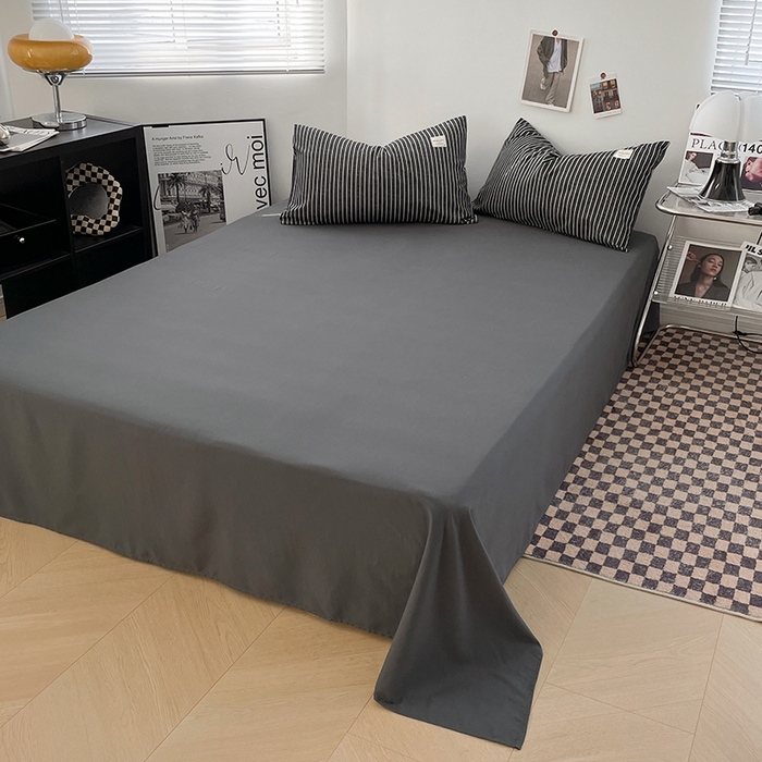 91家纺网 家纺一手货源 找家纺 优尚佳生活馆 2025新款无印风亲肤磨毛四件套-格子 黑白条