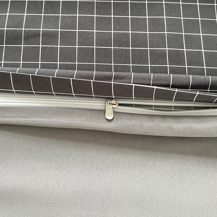 91家纺网 家纺一手货源 找家纺 优尚佳生活馆 2025新款无印风亲肤磨毛四件套-格子 黑小格