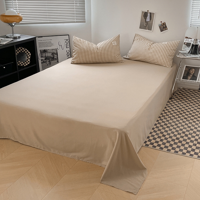 91家纺网 家纺一手货源 找家纺 优尚佳生活馆 2025新款无印风亲肤磨毛四件套-格子 米小格