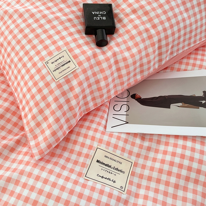 91家纺网 家纺一手货源 找家纺 优尚佳生活馆 2025新款无印风亲肤磨毛四件套-格子 玉小格