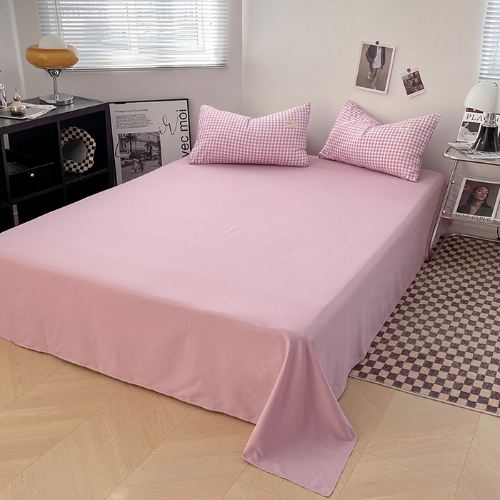 91家纺网 家纺一手货源 找家纺 优尚佳生活馆 2025新款无印风亲肤磨毛四件套-格子 紫小格