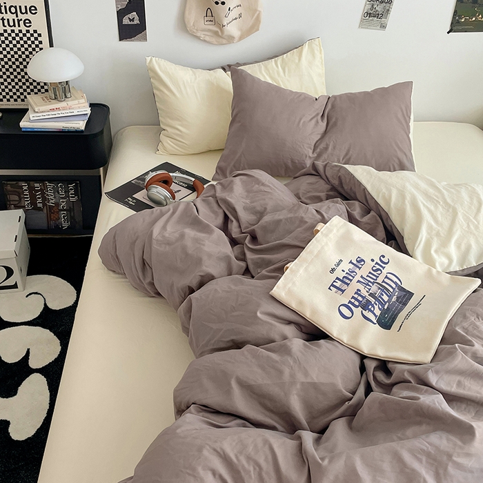 91家纺网 家纺一手货源 找家纺 （总）优尚佳生活馆 2025新款INS风亲肤水洗棉四件套系列-纯色