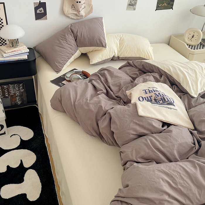 91家纺网 家纺一手货源 找家纺 （总）优尚佳生活馆 2025新款INS风亲肤水洗棉四件套系列-纯色