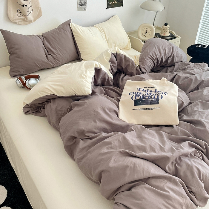 91家纺网 家纺一手货源 找家纺 （总）优尚佳生活馆 2025新款INS风亲肤水洗棉四件套系列-纯色