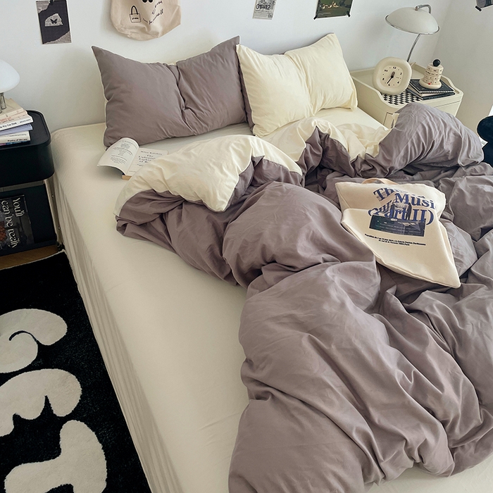 91家纺网 家纺一手货源 找家纺 （总）优尚佳生活馆 2025新款INS风亲肤水洗棉四件套系列-纯色