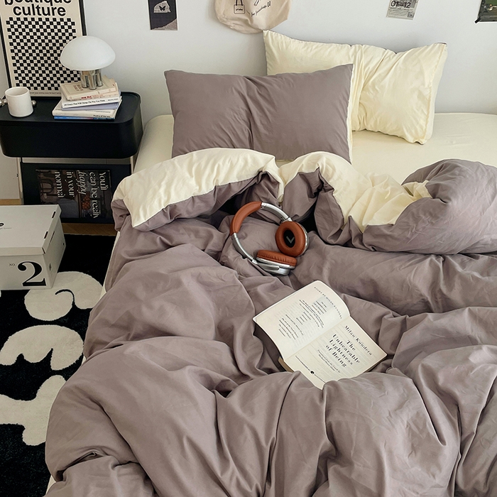 91家纺网 家纺一手货源 找家纺 （总）优尚佳生活馆 2025新款INS风亲肤水洗棉四件套系列-纯色