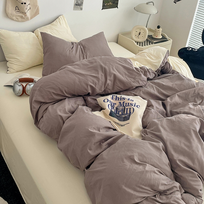 91家纺网 家纺一手货源 找家纺 （总）优尚佳生活馆 2025新款INS风亲肤水洗棉四件套系列-纯色