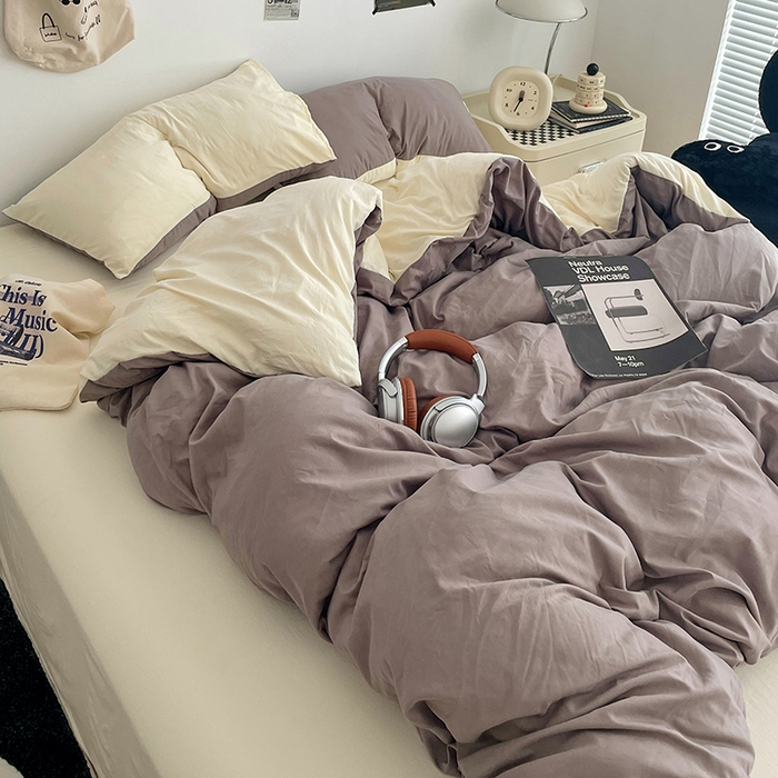 91家纺网 家纺一手货源 找家纺 （总）优尚佳生活馆 2025新款INS风亲肤水洗棉四件套系列-纯色