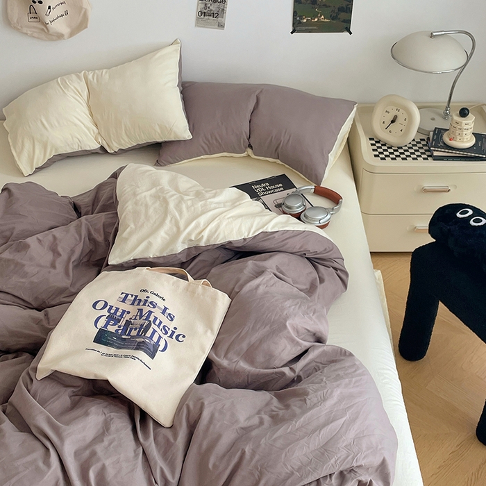 91家纺网 家纺一手货源 找家纺 优尚佳生活馆 2025新款INS风亲肤水洗棉四件套系列-纯色 可可奶黄