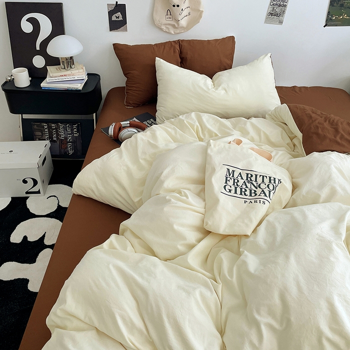 91家纺网 家纺一手货源 找家纺 优尚佳生活馆 2025新款INS风亲肤水洗棉四件套系列-纯色 莫卡维尼