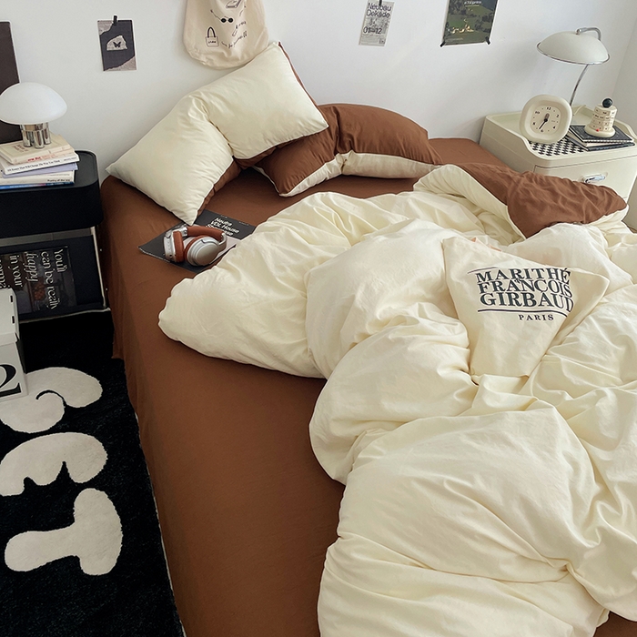 91家纺网 家纺一手货源 找家纺 优尚佳生活馆 2025新款INS风亲肤水洗棉四件套系列-纯色 莫卡维尼