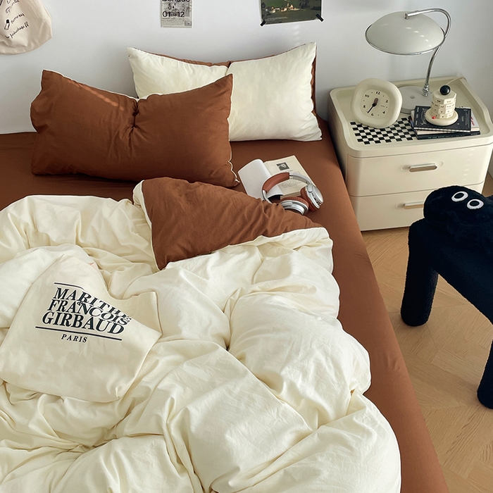 91家纺网 家纺一手货源 找家纺 优尚佳生活馆 2025新款INS风亲肤水洗棉四件套系列-纯色 莫卡维尼