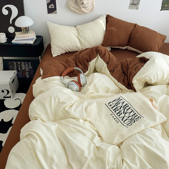 91家纺网 家纺一手货源 找家纺 优尚佳生活馆 2025新款INS风亲肤水洗棉四件套系列-纯色 莫卡维尼