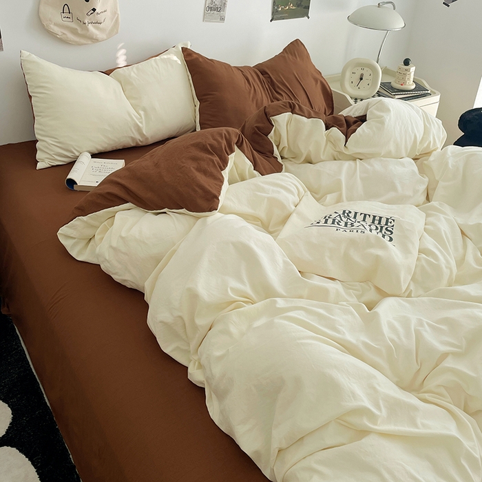 91家纺网 家纺一手货源 找家纺 优尚佳生活馆 2025新款INS风亲肤水洗棉四件套系列-纯色 莫卡维尼