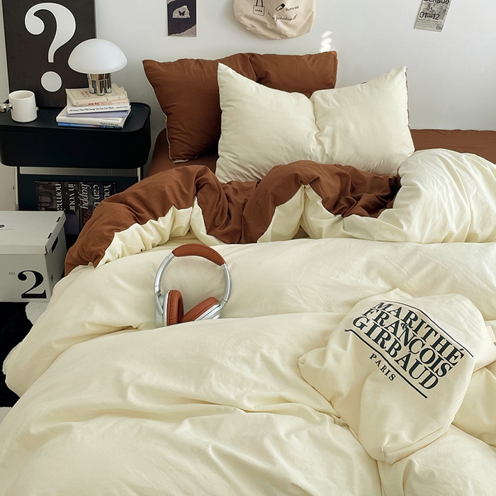 91家纺网 家纺一手货源 找家纺 优尚佳生活馆 2025新款INS风亲肤水洗棉四件套系列-纯色 莫卡维尼