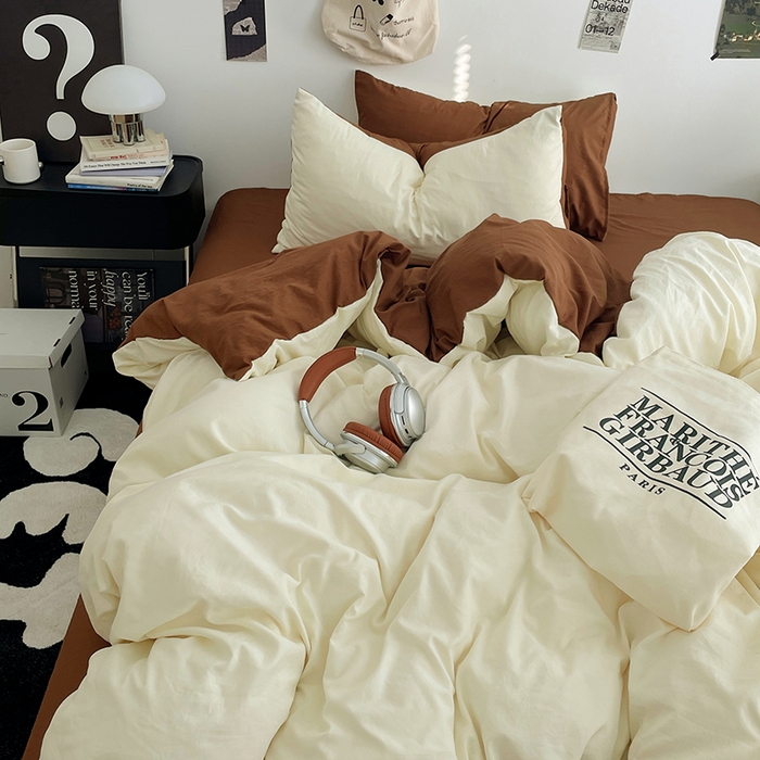 91家纺网 家纺一手货源 找家纺 优尚佳生活馆 2025新款INS风亲肤水洗棉四件套系列-纯色 莫卡维尼