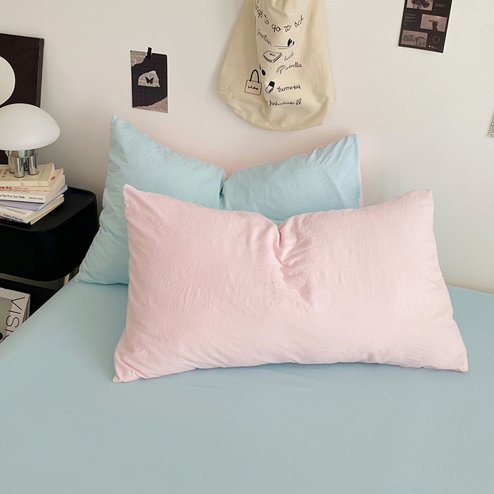 91家纺网 家纺一手货源 找家纺 优尚佳生活馆 2025新款INS风亲肤水洗棉四件套系列-纯色 慕云粉