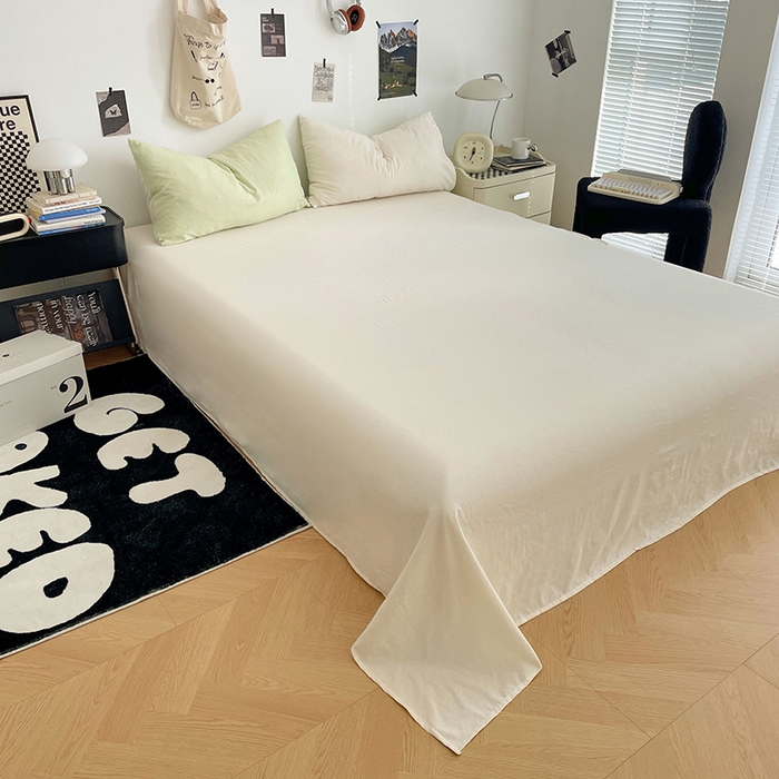 91家纺网 家纺一手货源 找家纺 优尚佳生活馆 2025新款INS风亲肤水洗棉四件套系列-纯色 青提茉莉