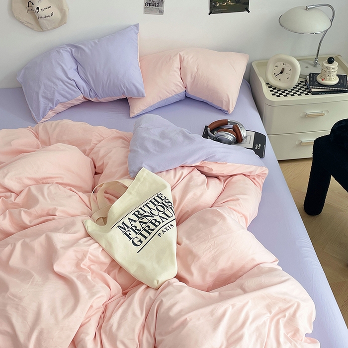 91家纺网 家纺一手货源 找家纺 优尚佳生活馆 2025新款INS风亲肤水洗棉四件套系列-纯色 桃之夭夭