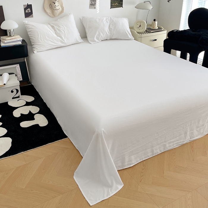 91家纺网 家纺一手货源 找家纺 优尚佳生活馆 2025新款INS风亲肤水洗棉四件套系列-纯色 云朵白