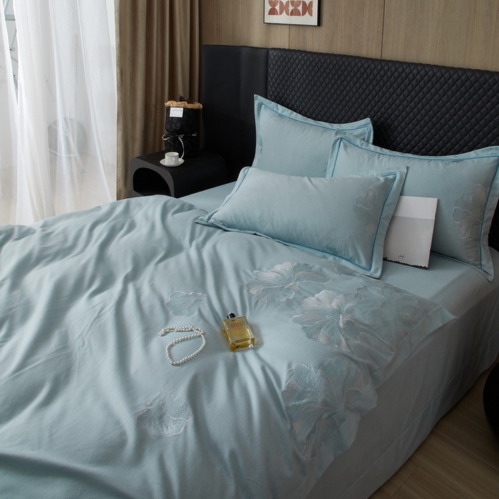 91家纺网 家纺一手货源 找家纺 （总）金纱玉纺家纺 2024新款纯色加厚绣花工艺四件套