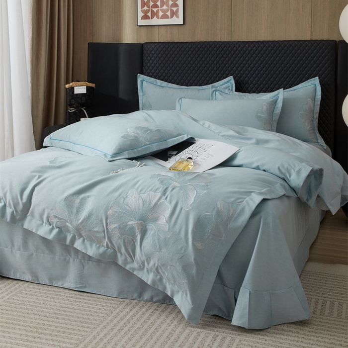 91家纺网 家纺一手货源 找家纺 （总）金纱玉纺家纺 2024新款纯色加厚绣花工艺四件套