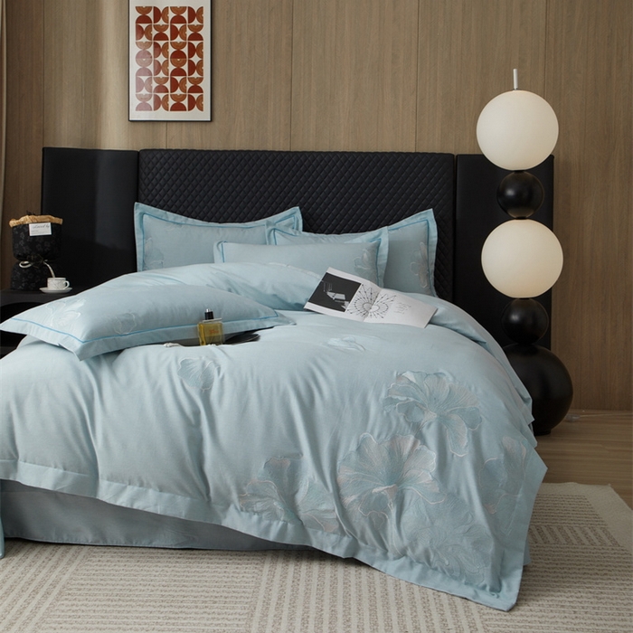 91家纺网 家纺一手货源 找家纺 （总）金纱玉纺家纺 2024新款纯色加厚绣花工艺四件套